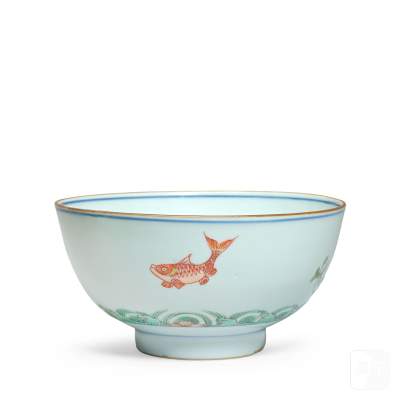 清康熙 礬紅綠彩魚紋盌 | AN IRON RED AND GREEN ENAMELLED 'FISH' BOWL - 图1